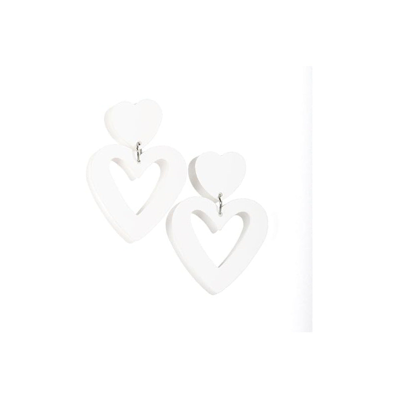 Wholesale prom party acrylic earrings water drop hollow love Valentine's day geometric love earrings